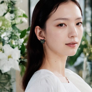耳環 | Petals In The Heart 花落心間 - 草綠