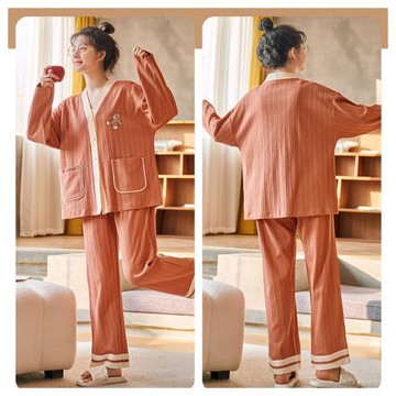 SCL促銷 和服款 秋冬睡衣 長袖褲 中大尺碼 居家睡衣長袖褲套裝 34164