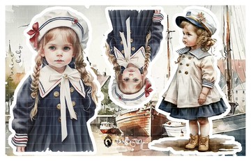 海洋寶寶女孩 (藍獅子) (suyeon) 人物貼紙 女孩貼紙