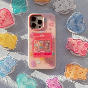 [PH367]❥Gummy Bear*可愛小熊軟糖/搖搖樂軟糖袋手機支架/磁吸支架/伸縮氣囊支架/追劇神器