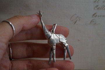 925 纯銀摺紙大長頸鹿吊咀(P309) 連SN2/18吋銀鏈- 手作