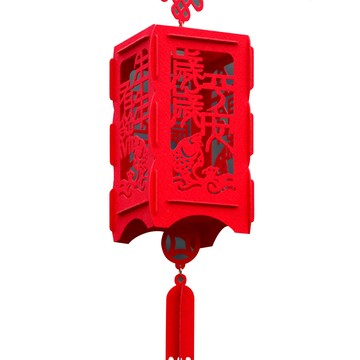 牆面裝飾藝品 Viita 過年/春節/新年方形毛氈宮燈/花燈節慶掛飾-年年有餘/二入