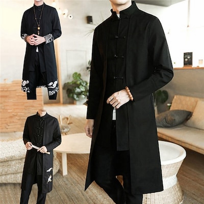 カンフー トップス 大きいサイズ ロングコート チャイナ ジャケットチャイナ 衣装 中華風 チャイナ服 メンズ 刺繍 ジャケットストール風 スプリングコート メンズロングコート 通販 Lineポイント最大1 0 Get Lineショッピング