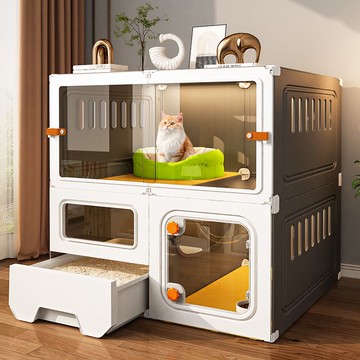 公司貨 貓籠 貓別墅 貓窩 貓屋 貓咪籠子 貓咪豪華別墅 貓籠家用室內帶廁所一體抽屜式貓別墅特大二層一室一廳一衛貓別墅