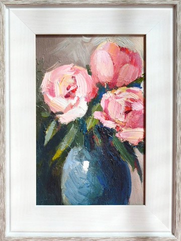 牡丹原創油畫現代繪畫花卉 15x10cm 牡丹畫