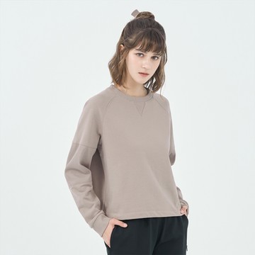 GIORDANO 女裝拼接袖長袖上衣 SORONA系列 - 08 月球灰