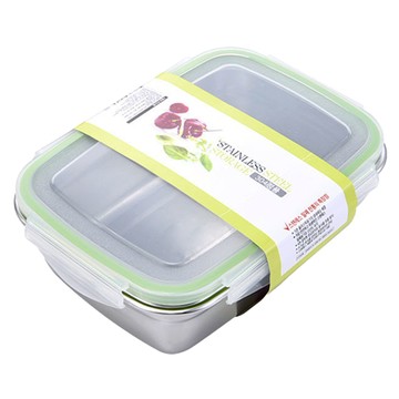 304不鏽鋼餐盒 1200ml 食品級 密封保鮮盒  銀色  1個