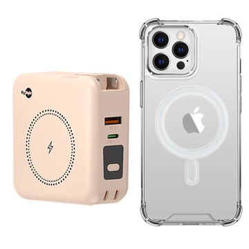 MyStyle第三代 MagSafe 多功能無線充電+自帶線行動電源+數顯充電頭PD快充大功率 +贈i12 磁吸殼