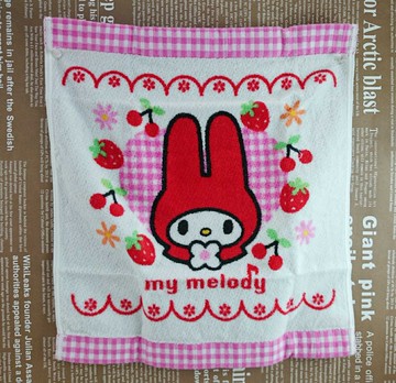 【震撼精品百貨】My Melody 美樂蒂 方巾 白+粉格 震撼日式精品百貨