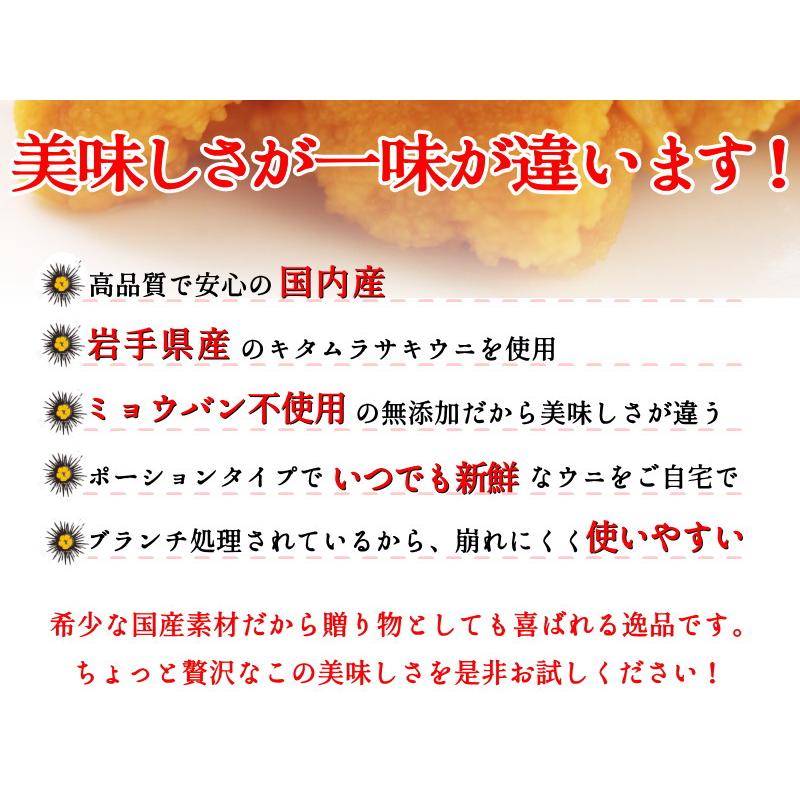 岩手産　生うに　100g　冷凍　ブランチウニ　国産 雲丹　・国産ウニ100g・