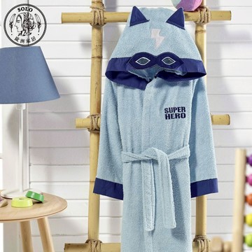 【SOLO歐洲家居】土耳其純棉浴袍 超級英雄 藍色 兒童 3-14歲