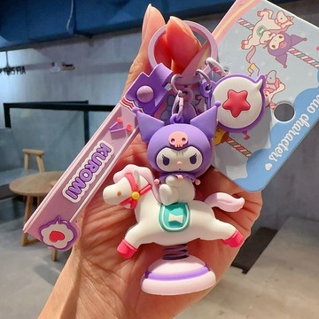 鑰匙圈吊飾🎀 少女心可愛庫洛米三麗鷗歡快搖搖馬鑰匙扣女卡通包包掛件