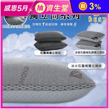【BEST】台灣製造機能石墨烯獨立筒枕頭 人體工學枕 贈3M防潑水抗菌枕套