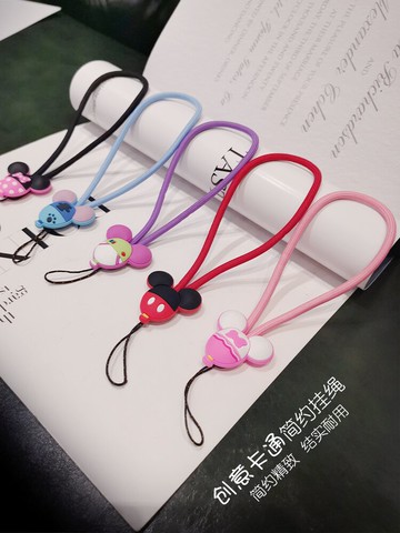 手機掛繩卡通米老鼠掛件米奇女款編織簡約手腕短款掛飾蘋果oppo華為vivo手機殼通用手鏈子創意吊墜鑰匙防丟繩