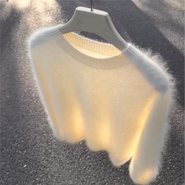 高貨新年元旦紅拉絨圓領100%純山羊絨衫柔軟毛茸茸保暖加厚打底衫