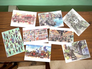 畫家鄭開翔作品明信片套組-基隆八景