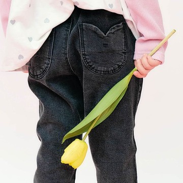 日本 apres les cours - 特色鬱金香下擺注目長褲-丹寧-黑