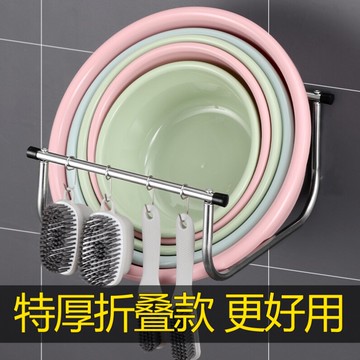 掛盆神器免打孔臉盆收納架可折疊伸縮衛生間大盆子腳盆置物架壁掛