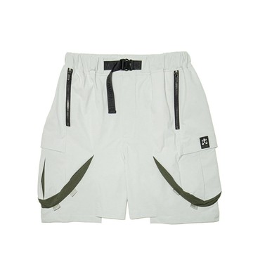 蟲翅造型尼龍短褲-白灰