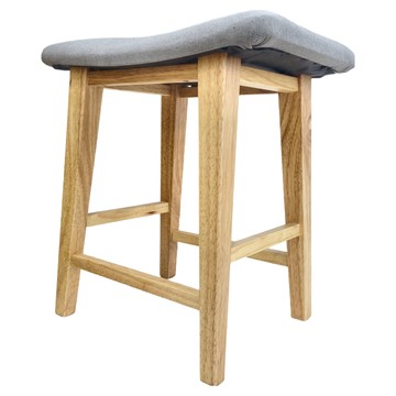 MH家居西力特原木椅凳 方形橡膠樹亞麻布坐墊  淺灰色  1個