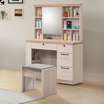 【Homelike】喜家居3尺化妝桌椅組(梧桐拼色)(2233)