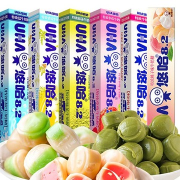 💕台灣在台出貨💕UHA悠哈特濃牛奶糖40g味覺糖8.2草莓抹茶奶糖硬條糖網紅零食