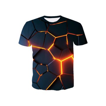 短袖男薄款ins潮牌 韓版潮流寬松T恤3D立體熒光效果印花 學生衣服