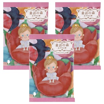 KOKUBO 童話森林入浴劑 拇指姑娘 幸福花香味 粉紅熱湯色 含蜂王漿提取物 虎耳草提取物 牡丹提取物 葛根提取物  50g  3包