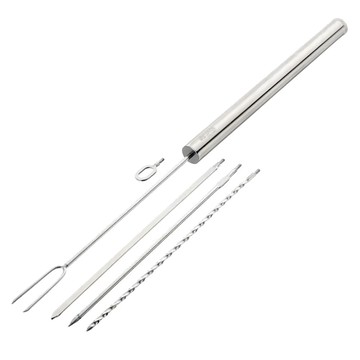 LOGOS 串燒達人組  圓柱形外殼，直串叉、螺旋串叉、扁串叉、開口串叉、O型環  不鏽鋼  1組