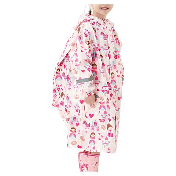 愛北鼻 兒童雨衣 領口加高防水 S 滿印粉城堡女孩