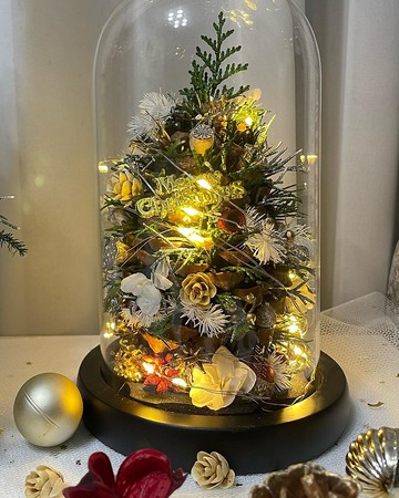 特製松果聖誕樹玻璃盅