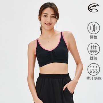 ADISI 可調肩帶無縫運動胸衣AU2191009 黑/桃紅 (附胸墊)
