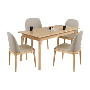 Homelike 喜家居150cm實木餐桌椅組(一桌四椅)(2535-24)