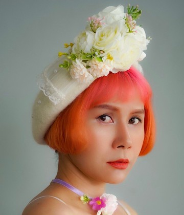 PP貝雷帽香草白花罩