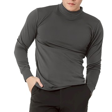 MI MI LEO 韓版圓領刷毛內著保暖衣/發熱衣 立領  L/XL  深灰