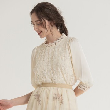 維多莉亞蕾絲紗上衣   杏