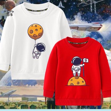 NSNA宇航員可愛星球天文宇宙圓領衛衣男女大中兒童裝學生長袖衣服