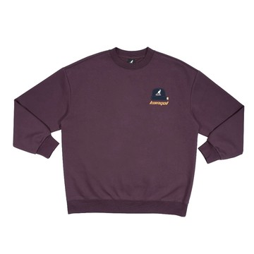 KANGOL TEE 紫色 英國 袋鼠 中性 毛帽 人物 繡花 長T 大學T 男女款【6555101192】