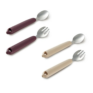 KU KU 酷咕鴨 PLUS寶寶矽膠不鏽鋼餐具組-2色可選【悅兒園婦幼生活館】