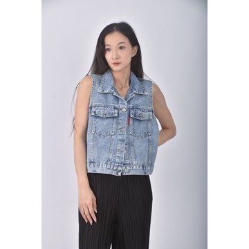 (S) nuan yang yang丹寧牛仔質感背心藍色外套二手衣