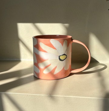 橘底雛菊咖啡杯