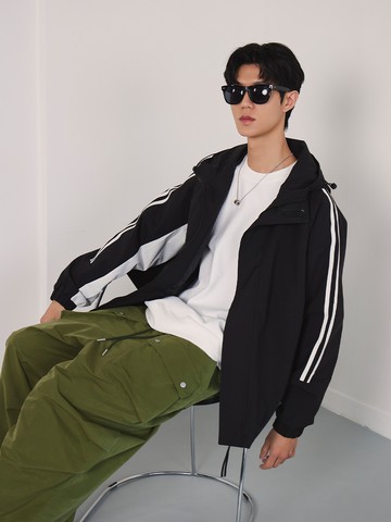 撞色拼接風衣薄外套