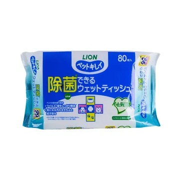 日本LION PET綺麗系列 犬貓身體/周邊潔淨濕紙巾(80張)
