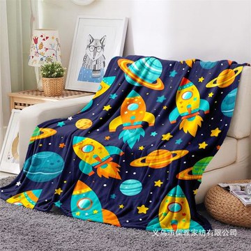 動物小清新風格數碼印花法蘭絨毯子宿舍沙發空調毯嬰兒毯旅行露營