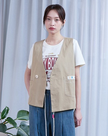 不對稱壓線造型馬甲背心(兩色)