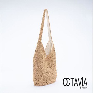 OCTAVIA8 -  亞碧斯 手工棉線編織蛋型休閒肩背包 - 歐草棕