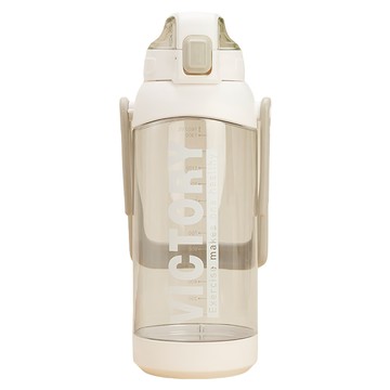 FOREVER 可提式 彈蓋直飲式 莫蘭迪撞色運動水壺 9.8 x 28cm  白灰  1.6L  1個