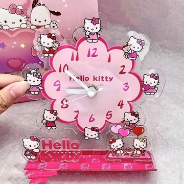 Kitty時鐘🎀 可愛HelloKitty時鐘表少女心學生亞克力桌面擺件凱蒂貓摩天輪立牌