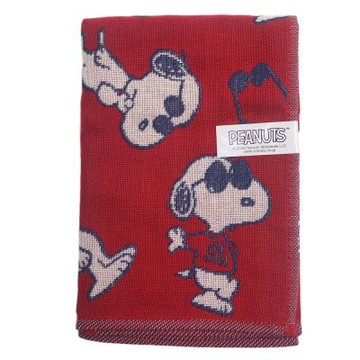 SNOOPY 滿版墨鏡史努比塗鴉純棉手帕擦手巾(大款/紅色)