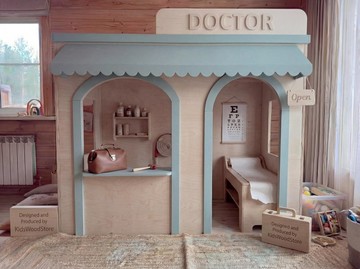 客製化兒童木製遊戲屋 - 角色扮演與扮家家酒 4x6 ft